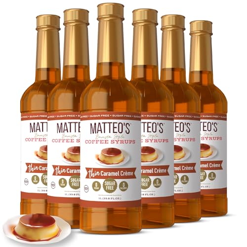 Matteo's Caramel Creme Syrup for Coffee & Desserts – 33.8oz, 6 Pack