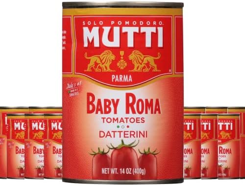 Mutti Baby Roma Tomatoes (Datterini), 14 oz. | 12 Pack | Italy’s #1 Brand of Tomatoes | Fresh Taste for Cooking | Canned Tomatoes | Vegan Friendly & Gluten Free | No Additives or Preservatives