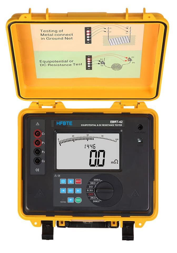 Intelligent Equipotential Bonding Resistance Tester DC Low Resistance Tester Ohm Meter Milliohmmeter With MaxTest Current ≥4A Range 0.0001Ω～30.0kΩ For Contact,Riveting Resistance Wire Length,Etc