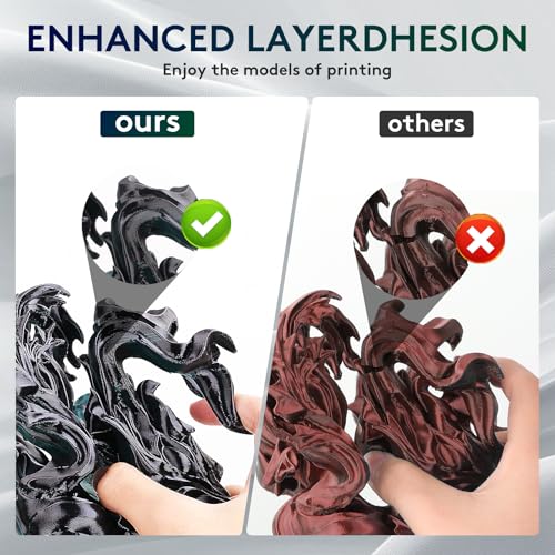 Image of ERYONE Silk Dual Color PLA Filament 3D Printer 1.75mm + /- 0.03mm, Bicolor Filament Two Tone PLA Bundle 2KG Cardboard Spool, Black Green
