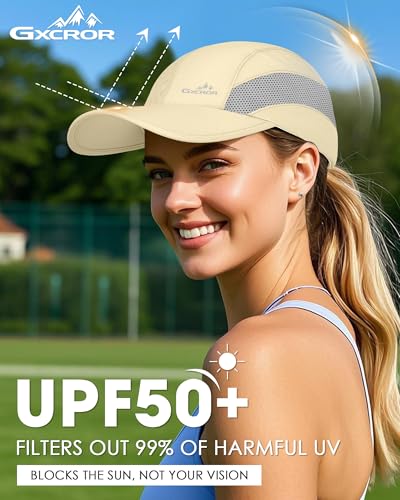 Image of GXCROR Running Hat for Men Women Quick-Dry Baseball Cap UPF50+ with Breathable Mesh, Adjustable Hook & Loop for Outdoor