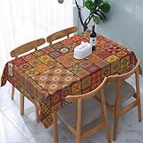 WKSGDSG Tischdecke, abwischbar, rechteckig, 137 x 183 cm, Gruppe marokkanischer Tischdecke, Tischdekoration, waschbar, wasserdicht, länglich, Polyester-Tischdecke für Küche, Esszimmer, Party