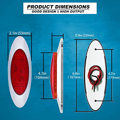 Nbwdy 2Pcs 6.6In 16Led Red Led Side Marker Lights Waterproof Sealed Chrome Surface Mount Trun Signal Tail Led Light Kits Replacement For Truck Trailer Pickup Caravan Rv Vans Marker Lights #TOP1