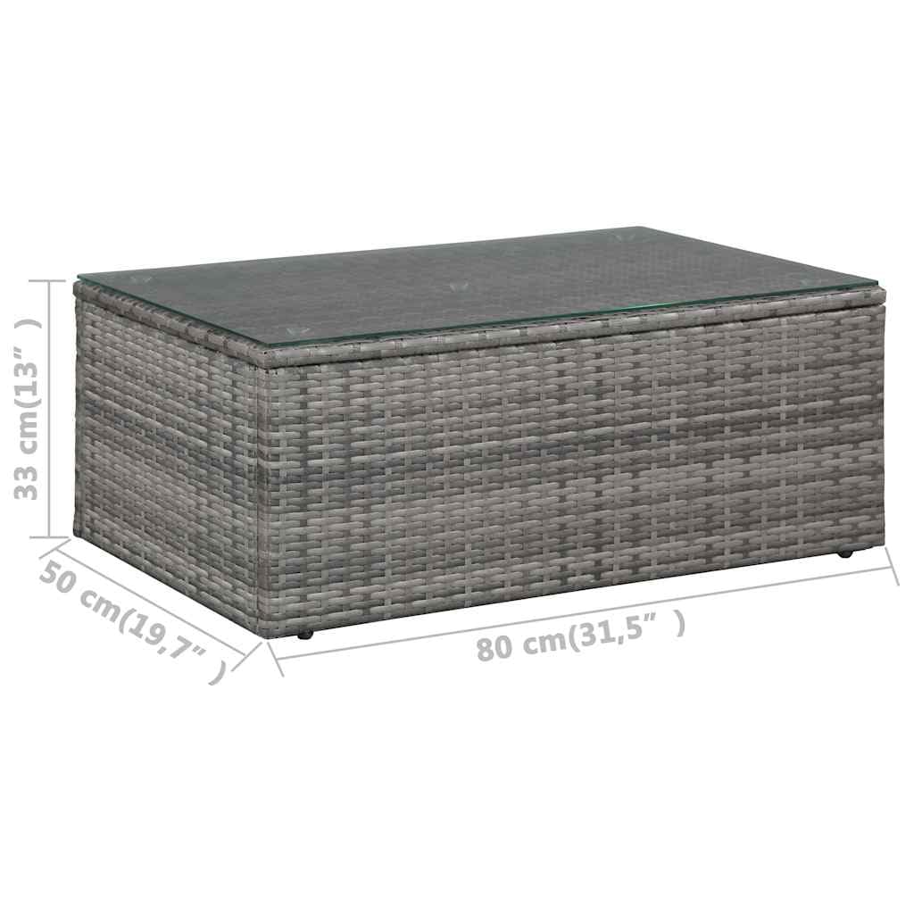 Fengshui Juego de 4 muebles de jardín con cojines de poliratán, color gris | Marco de acero con recubrimiento en polvo, ratán de polietileno resistente al agua, placa de cristal