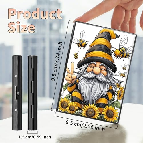 Image of Slim Credit Card Holder, Bee Dwarf Sunflower RFID Blocking Metal Wallet for Men & Women, Aluminum Minimalist Hard Case Pocket-Sized Business Cards Organizer (Fits Up to 10 Cards)