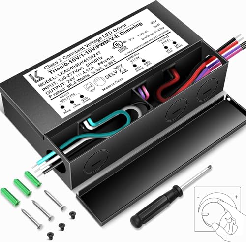 Image of 24V 100W Dimmable LED Driver, 5-in-1 Triac /ELV /MLV / /0-10V /1-10V /PWM /V-R Dimming AC to DC Power Supply, IP67 Waterproof LED Transformer, UL Listed, Compatible with Lutron & Leviton Dimmer