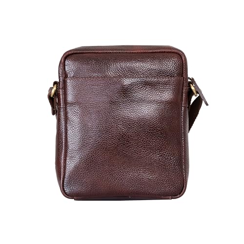 Image of Premium Genuine Leather Messenger Sling Bag for Men & Women - Multipurpose Crossbody Bag with Adjustable Strap & Multiple Pockets for Travel, Office, Work, College & Daily Use