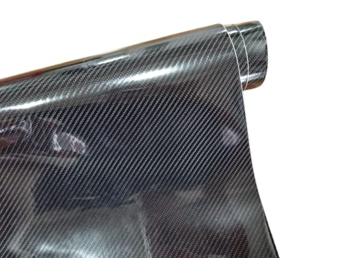 6D Carbon Fiber Vinyl Self Adhesive Film, High Gloss Black Carbon Fiber Vinyl Wrap Sticker Wrap Roll With Air Bubble (1Ft X 5Ft) #TOP2