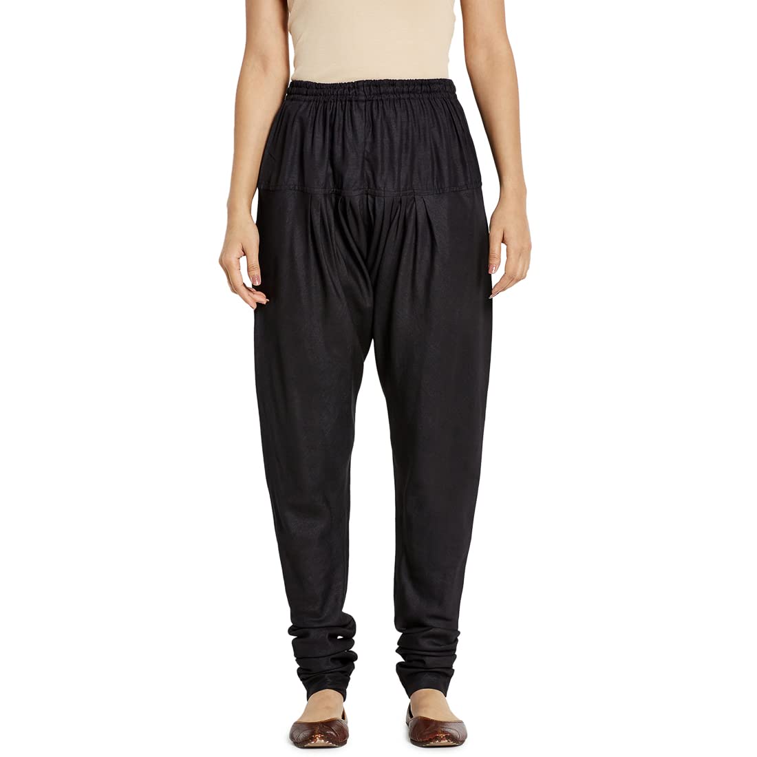 Fabindia Women Blend Drawstring Churidar Viscose_Xs Black