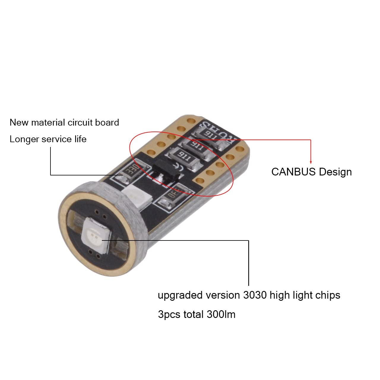 KATUR T10 Canbus - Bombillas LED para coche, color azul, T10, W5W, 3 SMD 5050, superbrillantes, 194, 168, 175, 192, 2825, cuña, LED, fuente de repuesto para luces de coche