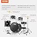VEVOR Adult 5-Piece Drum Set, 22 Inches Complete Full Size Kit with Bass, Toms, Snare, Floor, Adjustable Throne, Stands, Cymbal, Hi-Hat Pedal and Drumsticks, Black