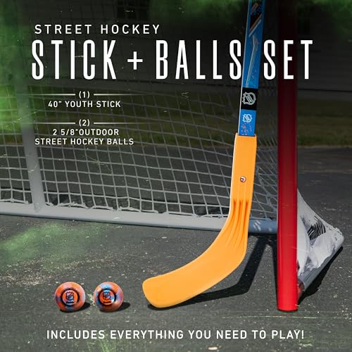 Franklin Sports NHL Kids Street Hockey Stick + Balls Set - Youth 40" Street Hockey Stick + (2) Outdoor Roller Hockey Balls - Kids Junior Hockey Starter Set by Franklin Sports - Image 2