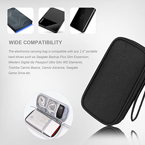 Electronics Carrying Pouch Case Bag Cable Charger Organizer Case Travel Shockproof Cord Case For Cellphone Earphone Powerbank Usb Hard Drive Sd Card Memory Cards Cables External Driver (A-S-Black) #TOP5