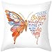 Lieson Fundas de cojín de Navidad, 1 funda de almohada de 18 x 18 de 45 x 45 cm de mariposa con letras inglesas fundas de cojín blanco azul naranja, poliéster