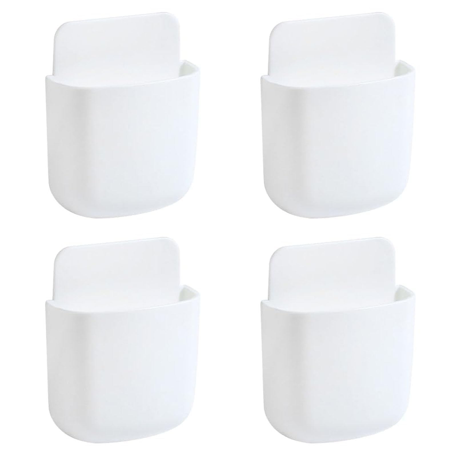 4Pcs TV Remote Holder Remote Control Holder for Sofa, Remote Control Holder Wall Mounted,White Remote Holder Wall Storage Box for Home Office Bedroom Container