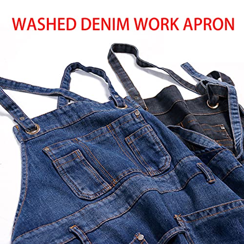 FYYYY Delantal Cocina, Delantal De Chef con Tiras Cruzadas En La Espalda para Hombres Y Mujeres, Delantal De Mezclilla para Pintar, Cocina, Cocina, Restaurante, Horneado,Strap b1,75x60cm - Imagen 8