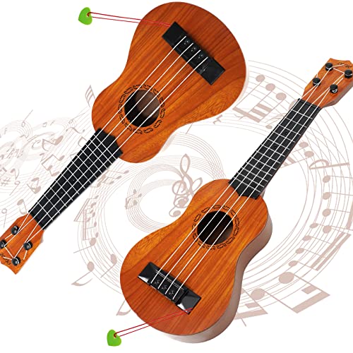 Raimy 17in Kids Ukulele Guitar - 4 Strings Mini Guitar Children Musical Instruments Educational Toys with Picks for Toddler Kids Boys Girls Beginner (Burlywood) - Image 3