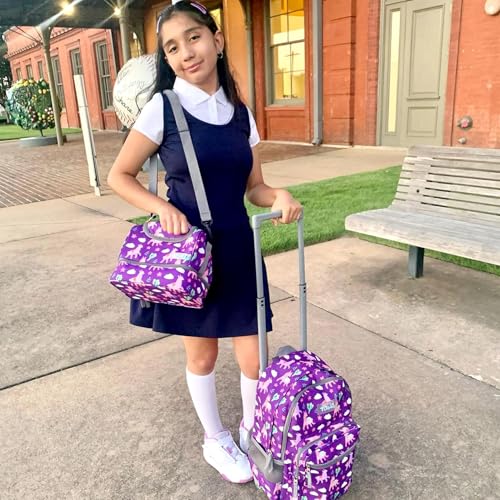 Image of Rolling Backpack 18 inch Double Handle Wheeled Boys Girls Travel School Children Luggage Toddler Trip