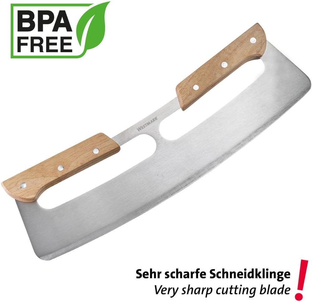 Westmark Pizza Chopper Pro - Pizza Cutter Weighing Blade - Ideal for Cutting Pizza or Tart Flambée Effortlessly - Stainless Steel, Wood