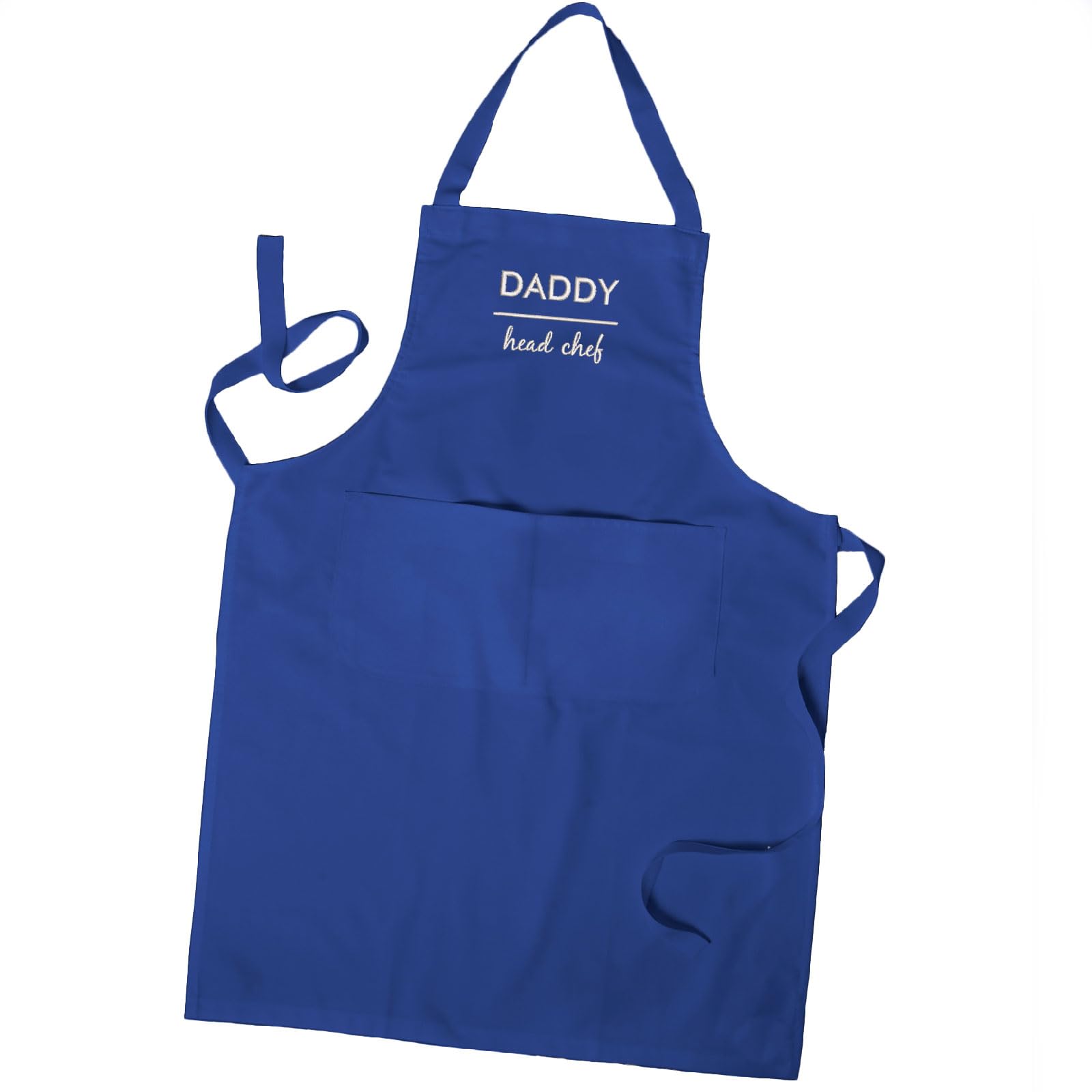 Personalised Embroidered Apron, Cooking Head Chef Apron Unisex Apron With Pockets (Royal Blue)