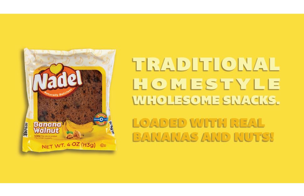 Amazon.com: Nadel - Naturally Delicious Banana Nut bread, 12 Pack, Fresh Bananas, Crunchy Walnuts, Lunch snack breakfast bars Natural fresh brand, Cake Slices : Grocery & Gourmet Food Amazon.com: Nadel - Naturally Delicious Banana Nut bread, 12 Pack, Fresh Bananas, Crunchy Walnuts, Lunch snack breakfast bars Natural fresh brand, Cake Slices : Grocery & Gourmet Food