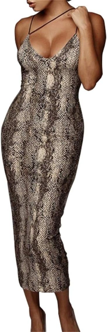 PRIMODA Women's Sexy Neon Asymmetrical Spaghetti Strap Dress Deep V-Neck Sleeveless Bodycon Midi Club Dress - Image 3