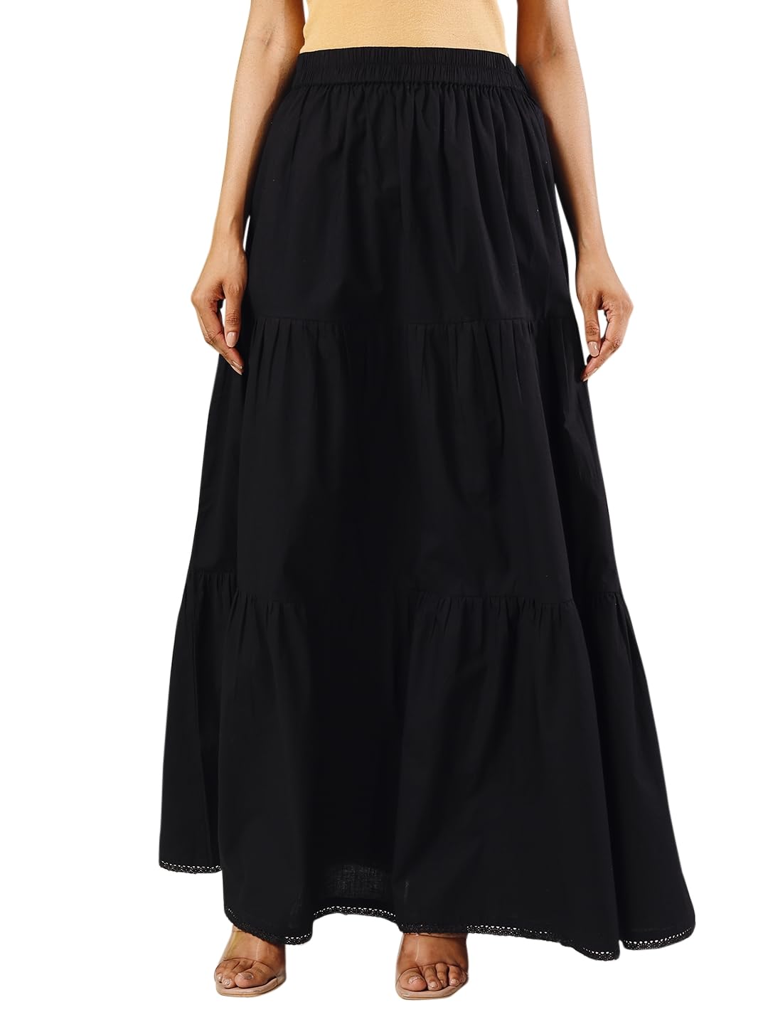 Women's Cotton Tiered Maxi Skirt-image-35