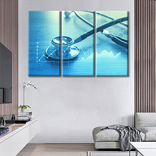 Image of TUMOVO Medical Examination Modern Home Decor 3 Panels Medical Pictures Canvas Wall Art Clinical Laboratory for Bedroom, Living Room, Office. Stretched and Framed Ready to Hang, 60 inch Wx40 H