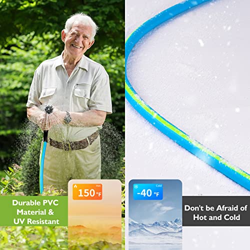 Garden Hose 50Ft, Kebose Heavy Duty Water Hose 5/8, Lightweight Flexible Hose With Work 150 Psi Resistant, 10 Function Spray Nozzle & 3/4 Solid Fittings, No Kink Hose For Outdoor, Yard #TOP3