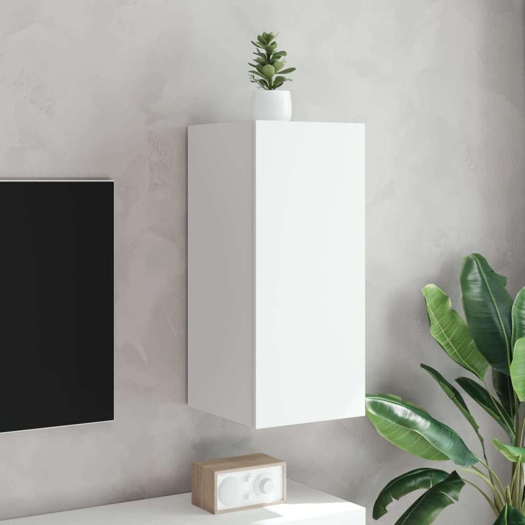 Mobile TV a Parete con Luci LED Bianco 30,5x35x70 cm,Mobili TV,Mobile TV Parete,Mobile TV soggiorno-837232