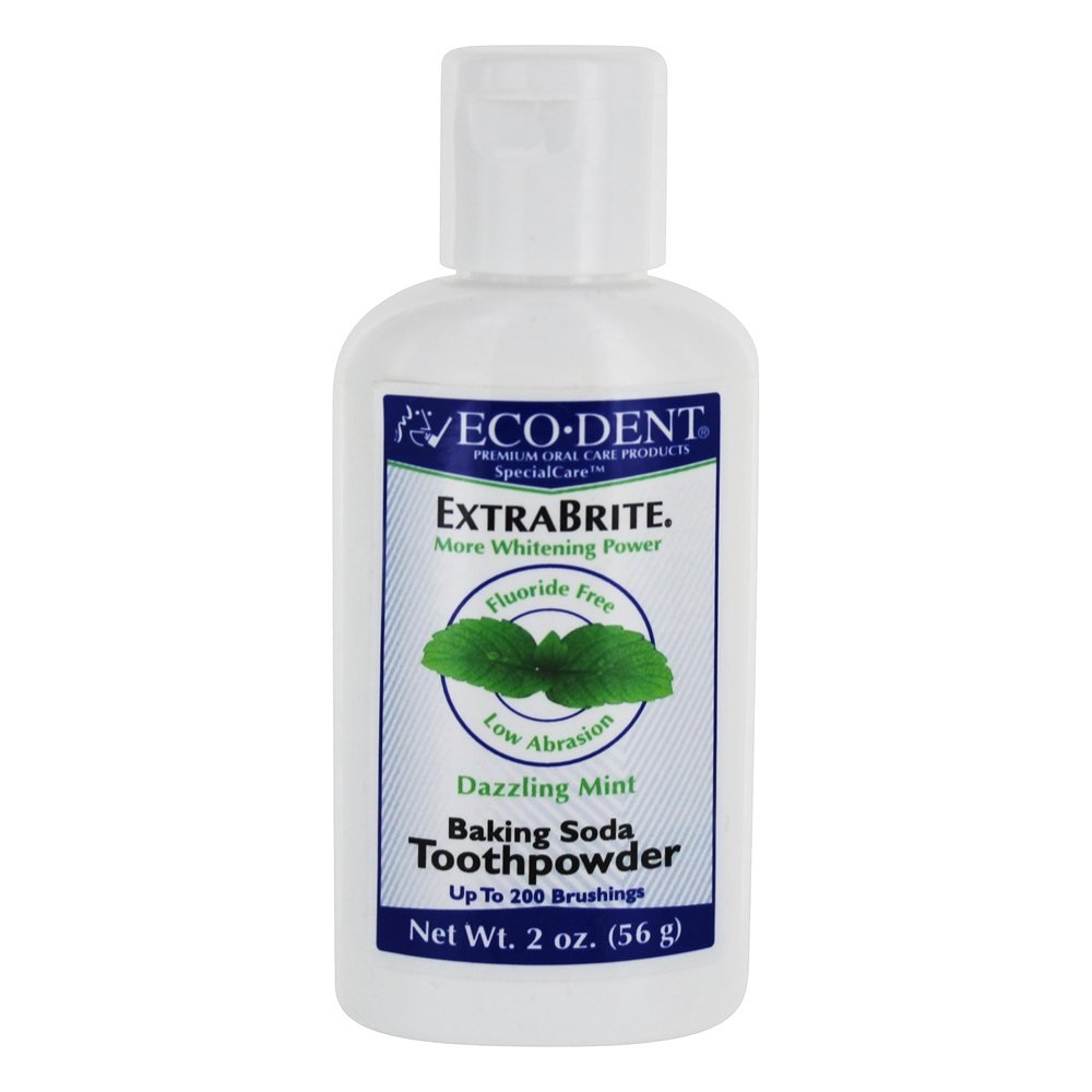 ECO-DENTExtraBrite Baking Soda Toothpowder, Mint - Fluoride-Free Toothpaste Powder, SLS-Free Tooth Powder with Oxidizing Calcium Peroxide, Whitening Toothpaste Alternative, 2 Oz