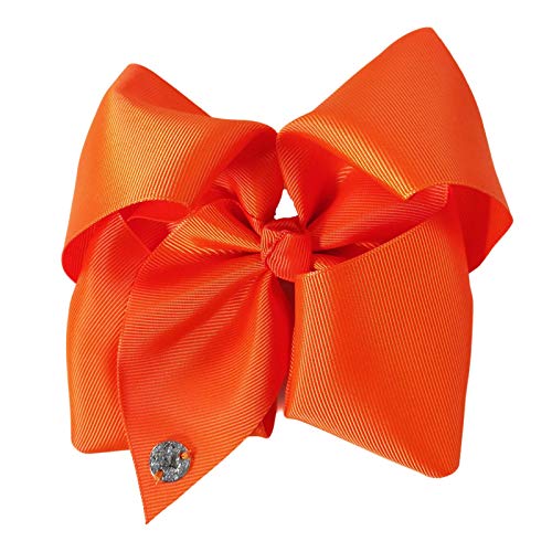 JOJO Siwa, Orange Bow 8 Inch Wide Metal Salon Boutique Clip Barrette Cheer Ribbon Layered Fabric Handmade Bows Easy to Wear Clips with Signature Pin Beauty Personal Care Hair Accessories, Tangerine