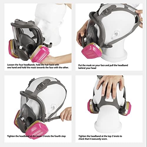 WjjWff Full Face Respirator Mask Gas Mask With 60926 Activated Carbon Air Filter，For epoxy