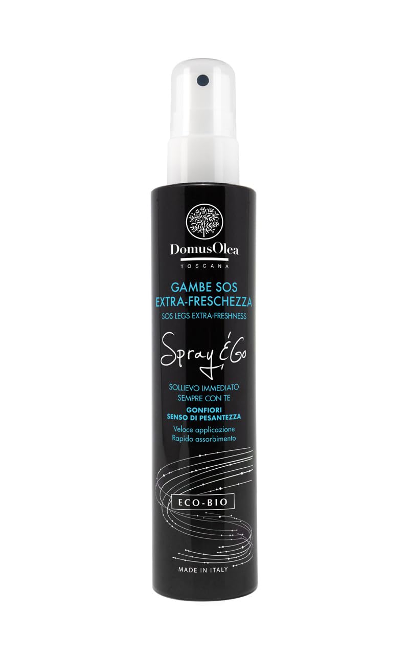 GAMBE SOS EXTRA-FRESCHEZZA – SPRAY & GO – Sollievo Immediato per Gambe Pesanti o Gonfie – Azione Rinfrescante e Lenitiva – 200ml - ECO-BIO - Domus Olea Toscana
