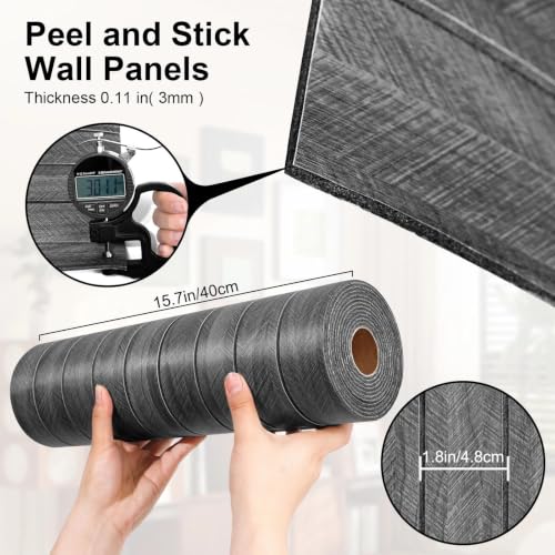 Paneles de pared 3D insonorizados autoadhesivos imitación madera gris 3