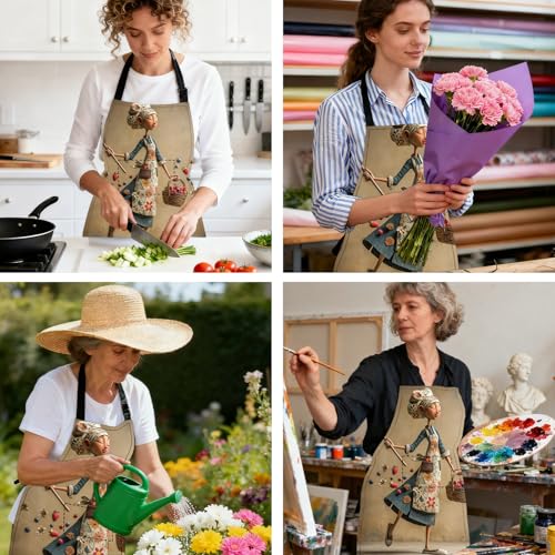 Image of Nuxovilar Cute Cooking Kitchen Apron, 26.77 * 30.7 Inches, Essential for Kitchen Cooking, Baking, Festive Gatherings