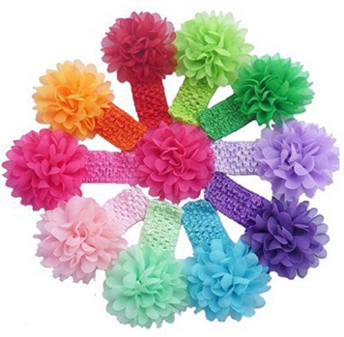 Gillberry 10 Pieces Babys Headbands Girls Headband Chiffon Flower (Muliticolor)