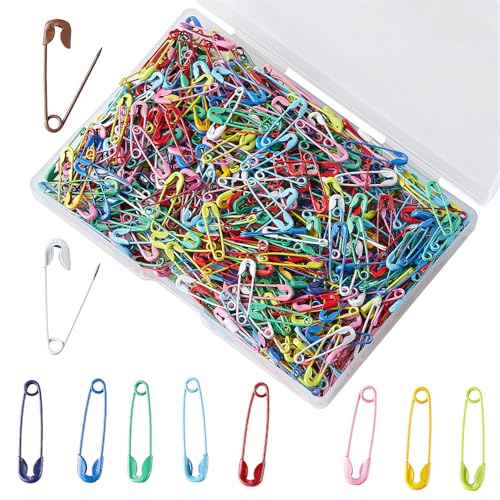 XIYAOXI 19mm Mini Safety Pins - Pack of 200pcs Small Colors Safety Pins- Versatile Clothing Tag Pins for Repair Crafting & Fashion Accessories Making in a PP Box
