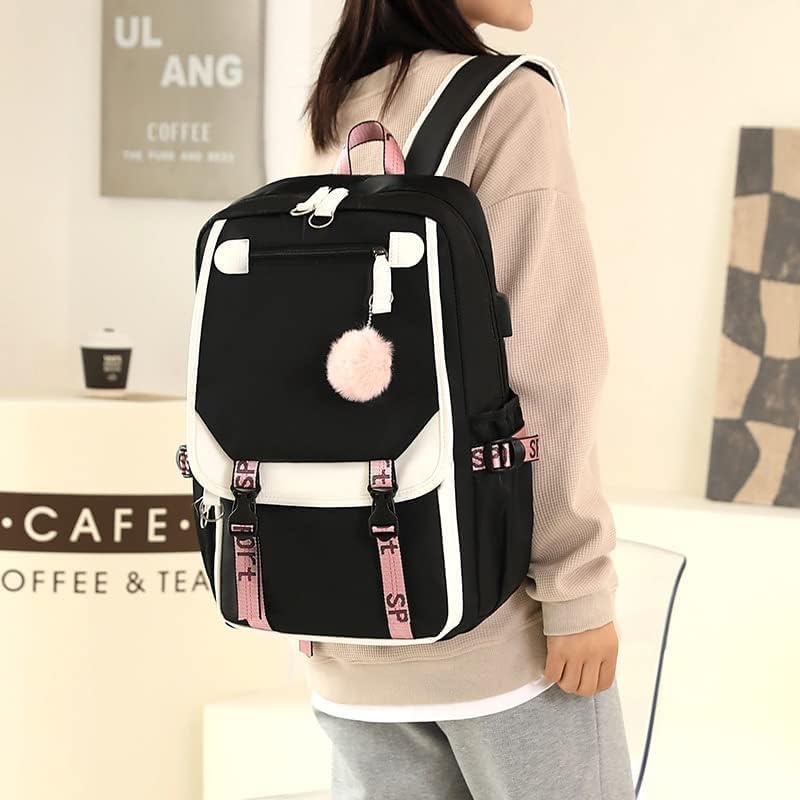 Girls Backpack Aesthetic Backpack Cute School Bag Bookbag with USB Charge Port Outdoor Daypack for Teen Girls - Image 8