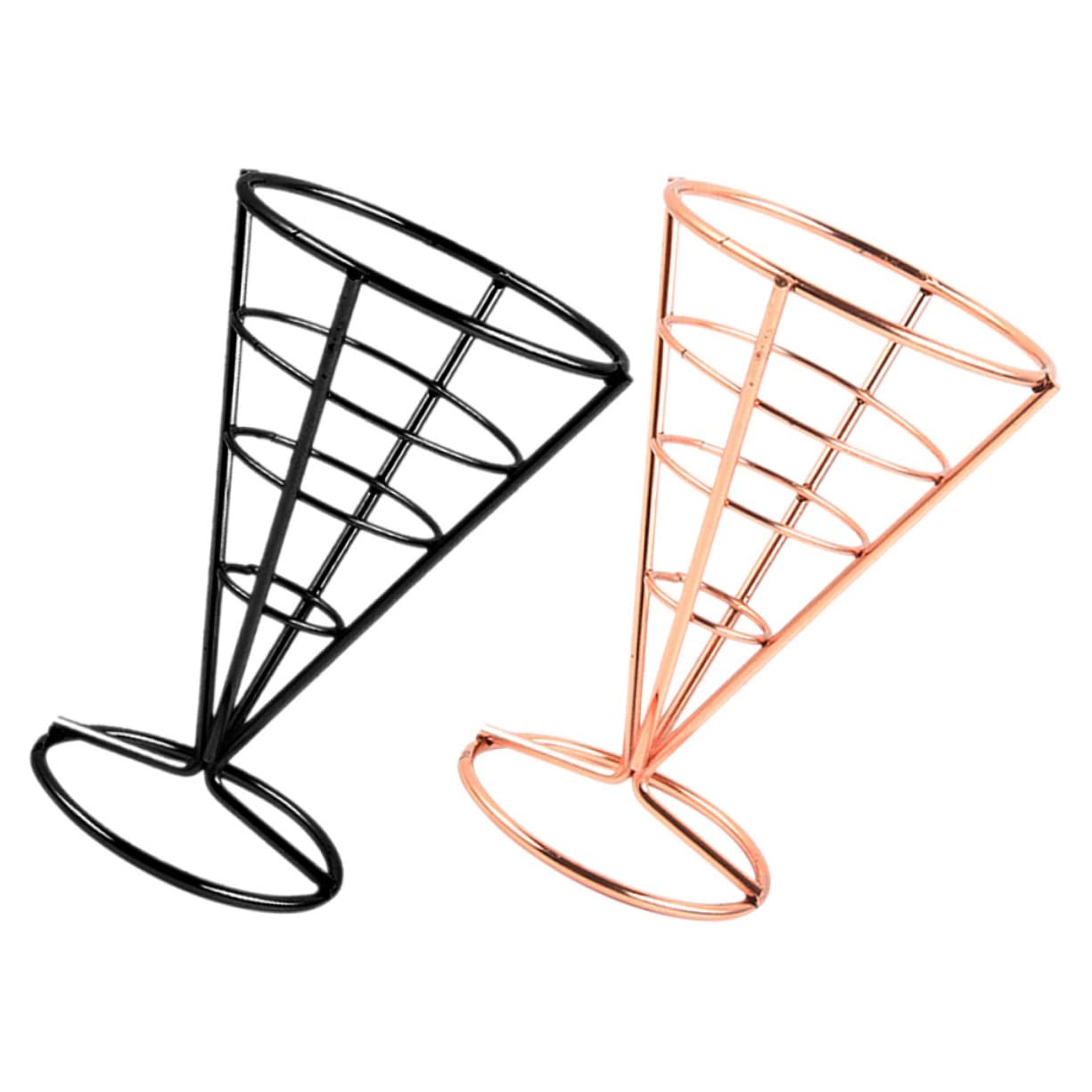 BRIGHTFUFU 2pcs Cone Snack Holder Fried Food Stand Restaurant Snack Dish Kitchen Food Basket Stainless Flatware Chips Cone Rack Fried Food Basket French Fries Chips Holder Stainless Steel