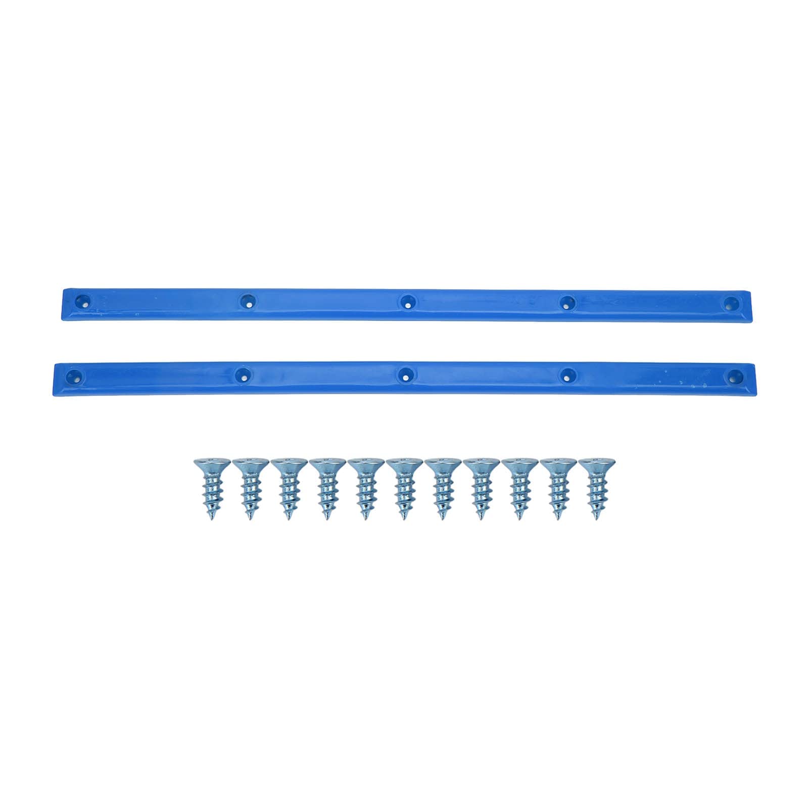 Agatige 2Pcs Skateboard Rib Bones Rails, 35.7 x 1.8cm / 14.1 x 0.7in Reliable Stable Flexible Glossy Longboard Rail with Mounting Screws Wear Resistant Skateboard Rails Protector (Blue)