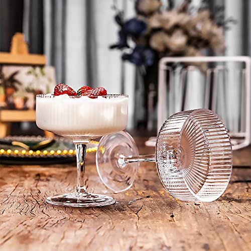 Montex 6 Pcs Ribbed Coupe Glasses Classic Vintage Cocktail Galssware, Pefect For Cocktail, Champagne And Gift (10 Oz (6Pcs)) #TOP4