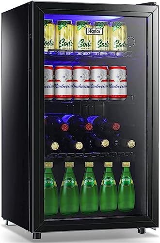 Beverage Mini Fridge 60 Can Beverage Refrigerator Glass Door For Beer Soda Or Wine – Mini Cooler Clear Front Removable For Home, Office Or Bar, 1.6 Cu.Ft.