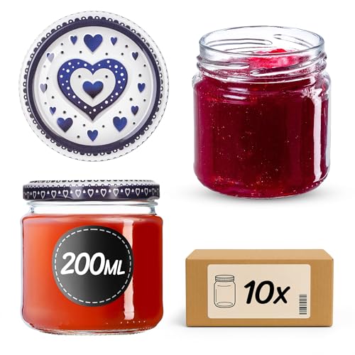 KADAX 10er Set Einmachgläser 200 ml mit Twist-Off Deckel Ø 66 mm – Dickwandige, luftdichte Dessertgläser, spülmaschinenfest, ideal für Marmelade & Eingemachtes