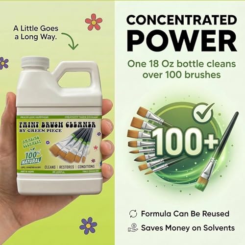 Image of Green Piece Completely Non-Toxic Paint Brush Cleaner (Made in USA) for Paint Cleanup for Brushes (Combo Pack - Paint Brush Cleaner with Mat)