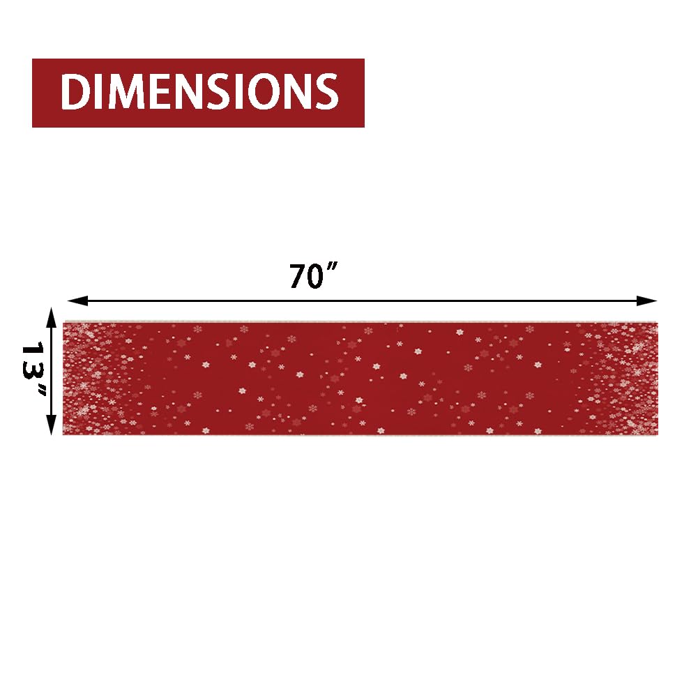 Weihnachtlicher Tischläufer, 33x178 Cm – Rot Mit Schneeflocken, Für Festliche Tischdeko