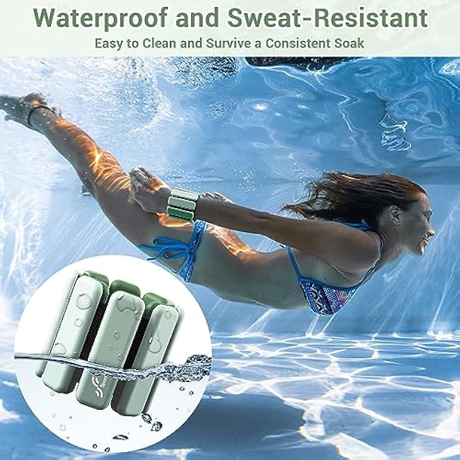 Sportneer Wrist & Ankle Weights for Women Men - 1 Pair (1 lb/2 lb Each) | Adjustable Weighted Bracelet Silicone Bangles for Yoga, Dance, Pilates, Cardio, Aerobics, Gym, Pool Exercises and Jogging