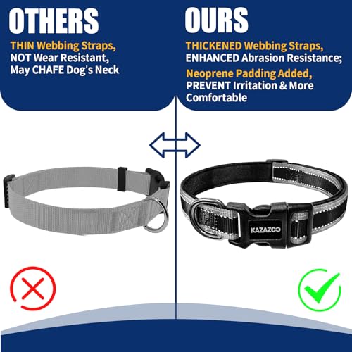 Kazazoo Medium Dog Collar, Reflective Nylon Collar,No Pull,Soft Neoprene Breathable & Quick Release Buckle Dog Collars for Bulldog,Husky,Border Collie-Black-M by kazazoo - Used condition - Image 5