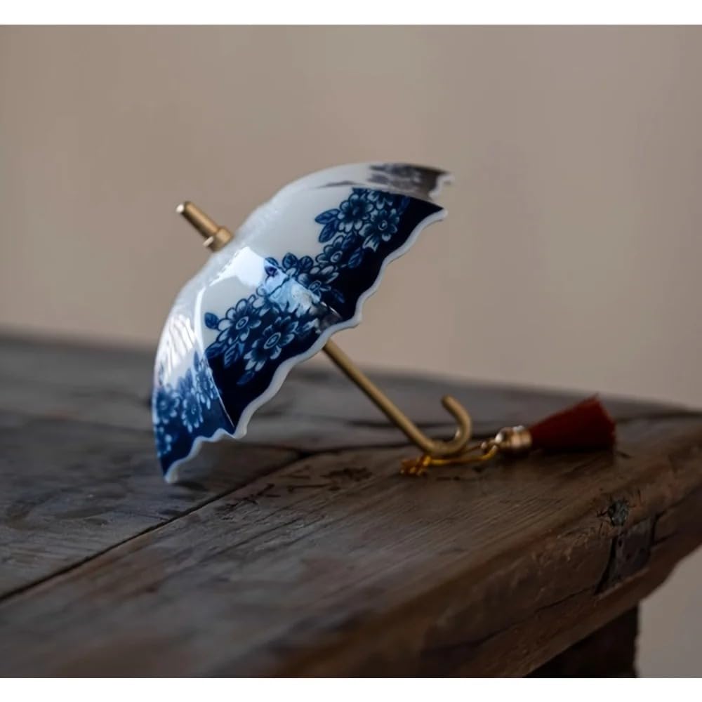 Colino da tè in ceramica con nappa, infusore in stile tradizionale cinese, filtro in porcellana blu e bianca per foglie di tè sfuso