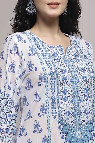 Image of BIBA Women Cotton Printed Straight Suit Set